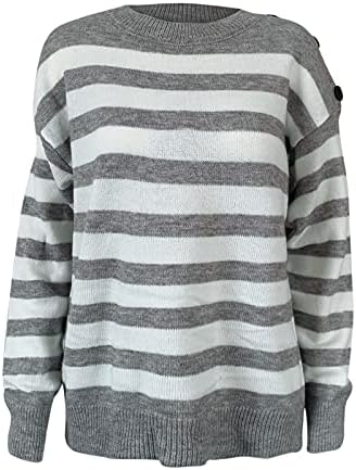 Ženski prugasti džemperi na vrhu Ležerne prilike s rebrastim pletenim pulover džemper-dugim rukavom