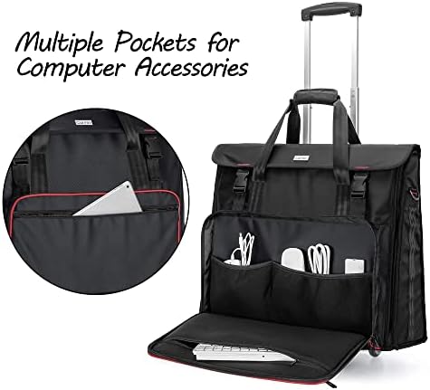Kurmio tota torba s gumenom ručicom, kotrljajući torbom za nošenje sa točkovima Kompatibilno sa Apple IMAC 27-inčnim radnom računarom, crni, patentirani dizajn