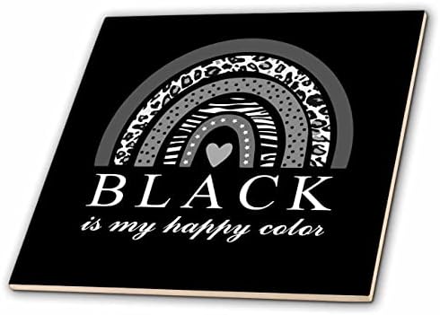 3drose crna je moja Sretna boja šaljivi tamni jednobojni životinjski Print Rainbow-Tiles