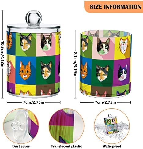 Mačka lica pamučni nosač kupaonica posude za kupatilo sa poklopcima set pamučni kuglični jastuk držač kruga za pamučne brisene pamučne kuglične kuglice, 4 pakovanje