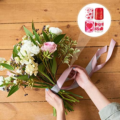 Prettyzoom 4 Rolls Vjenčana vrpca Valentines Day Poklon trake Traka za omotavanje srca za DIY Crafts