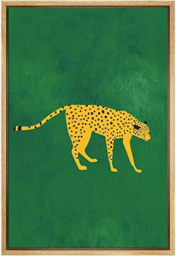 SIGNWIN uokvireni platneni Print zidna Umjetnost Preppy soba dekor afrički gepard mačka zelena pozadina priroda divljina Crteži Boho šik životinje šarene za dnevni boravak, spavaću sobu, ured - 16 x24 prirodno