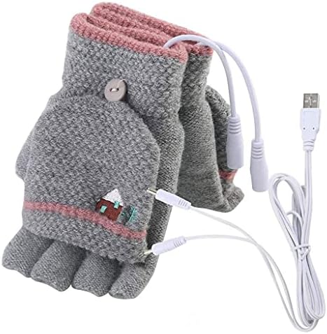 Omoons Rukavice, žene za laptop muškarci USB grijani mitten puni i pojačali; pola prsta zima topla pletena ruka, a / a