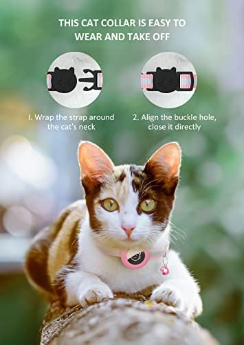 1pack Airtag Cat ovratnik, reflektirajući Apple Airtag držač ovratnika za mačke sa zvonom, silikonska