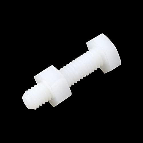 Curqia 20kom bijeli najlon Šesterokutni vijci plastični Šesterokutni matice komplet M6×25mm