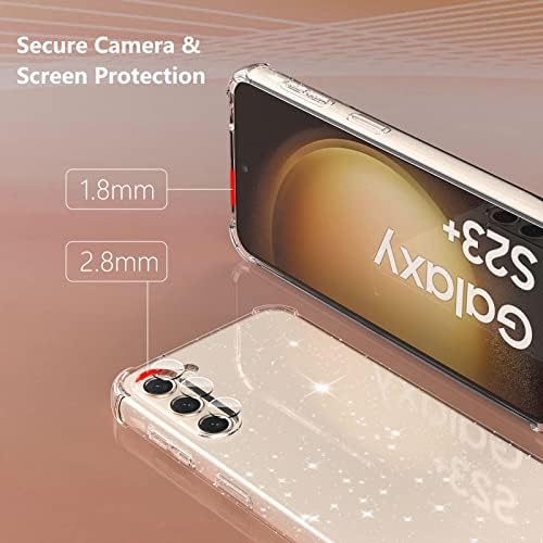 KSWOUS za Samsung Galaxy S23 Plus slučaj Glitter Clear sa zaštitom ekrana[2 Pakovanje], [vojna zaštita] Bling
