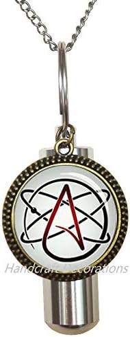 Rukovališta Ateist simbol kremacija urna ogrlica, ateist urna kremacija urna ogrlica, ateistički poklon, atejam, naučni nakit, ateist, muški kremacija urn ogrlica.f212