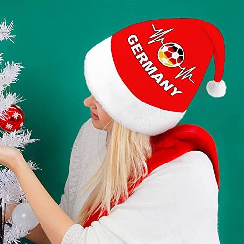 Njemačka Soccer Football Heartbeat Funny Božićni šešir Santa Claus šeširi kratki pliš sa bijelim manžetama