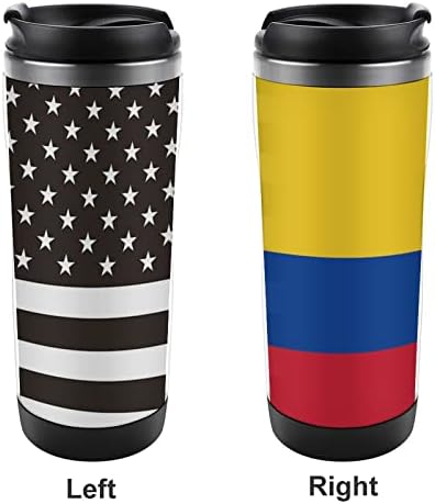 Crno-bijela SAD Kolumbija zastava Travel Throps s kafe sa povoljnim hladnjacima od nehrđajućeg čelika dvostruka zidna boca
