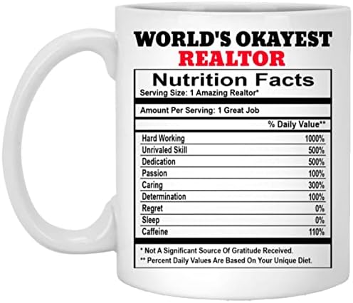 SuBin shop u svijetu Okayest Realtor Nutrition činjenice šolja za kafu, smiješna šolja za nekretnine,