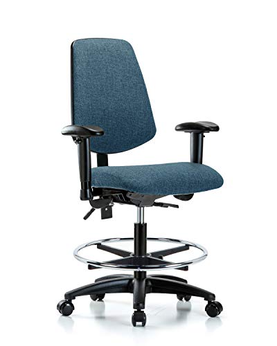 LabTech sjedeća LT42338 stolica sa srednjom klupom, tkanina, najlonska baza sa srednjim leđima-nagib, ruke,