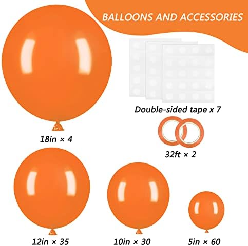 RUBFAC 387PCS Halloween Baloni Različite veličine 18 12 10 5 inča za Garland Arch, crni narandžasti