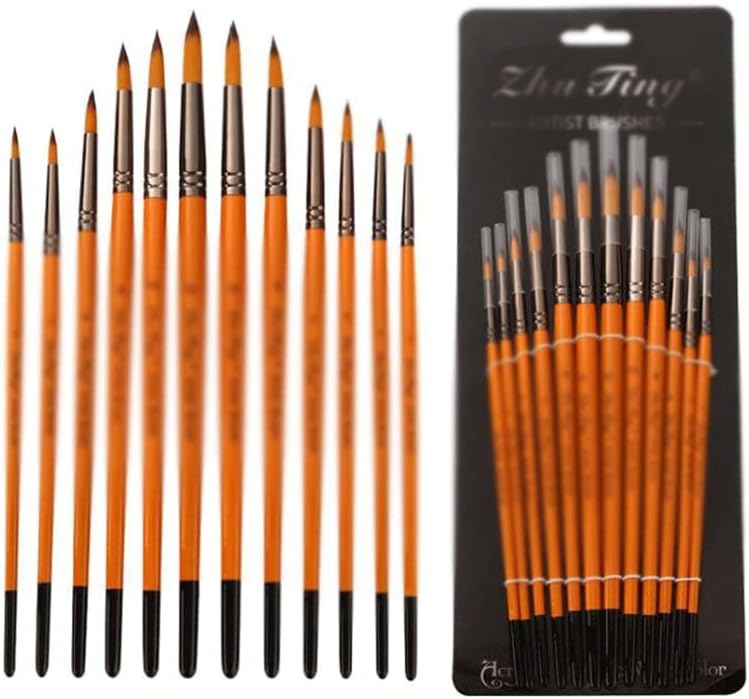 WSSBK 12pcs / Set Art Pen kuka za kukice Nylon Drvene četke za farbanje za akvalitetne ulje
