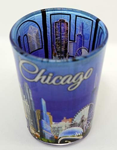 Chicago Illinois Purple Skyline Letters Shot Glass
