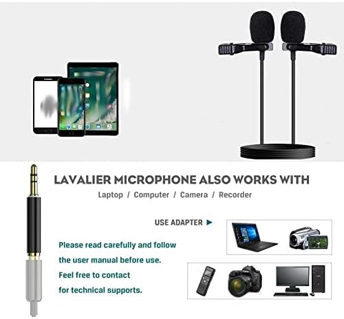 Lhllhl Professional Dual Mini Lavalier Mikrofon 3.5 mm Mini ovratnik klip mikrofon Mic Studio rever kondenzator pametne telefone mikrofon
