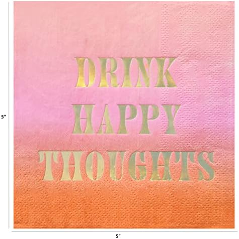 C. R. Gibson Drink Happy Thoughts jednokratne salvete za zabave, 5 x 5, višebojne