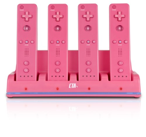 Wii 4 Controller Stanica za punjenje sa 4 punjive baterije - ružičasta