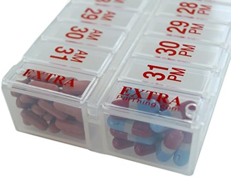 Dva puta dnevno Mjesečni Set velikih organizatora pilula-AM / PM Organizator lijekova za cijeli mjesec set kutija za pilule sadrži 2 organizatora za 1 mjesec. * Novi boravak-čvrsti poklopci. BPA besplatno