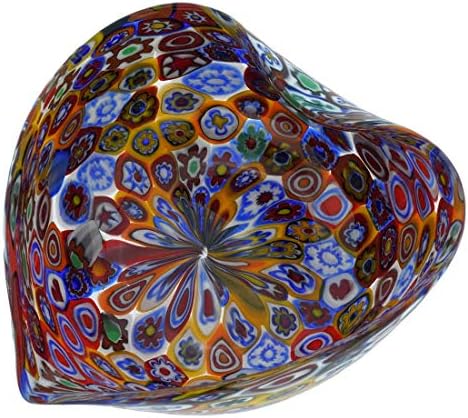 GlassOFvenice Murano Glass Millefiori Dekorativna posuda za srce - Višebojni