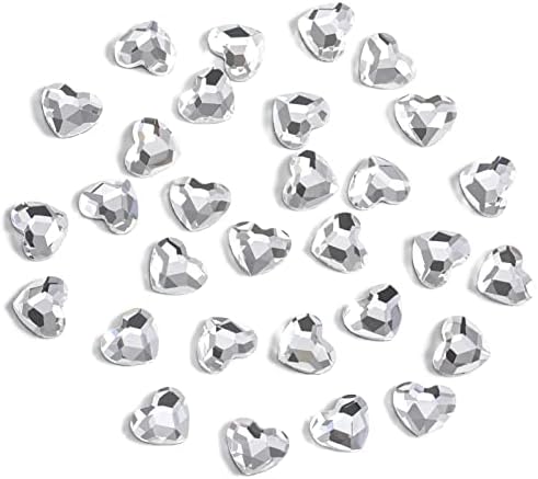Beadsland 144pcs Hotfix Heart Rhinestones, ravna leđa Rhinestones, Staklo Malback Kristalni dragulji, 5ⅹ6mm