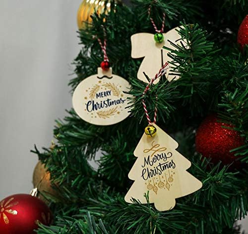 64kom Božić drveni ukrasi nedovršena drva kriške viseći ukras za djecu DIY slikarstvo zanati Party