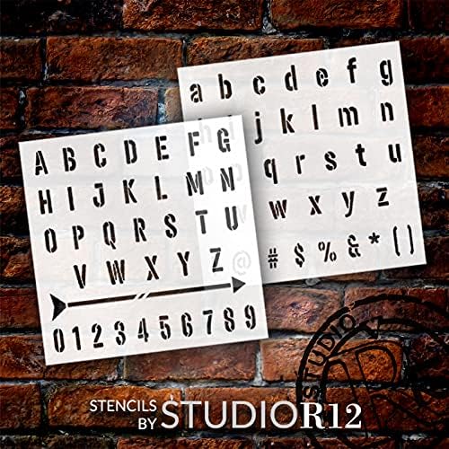 Seoska kuća naslov cijeli Abeceda šablone StudioR12 | višekratna slova Stencil za DIY Crafting