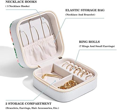 Mini Travel prijenosni nakit slučaj za prsten, privjesak, naušnica, ogrlica Organizator kutija, rođendanski pokloni Flamingo & palmino lišće