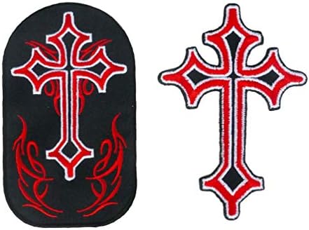 Grafička prašina Crveni krst Bikar iz vezerirani gvožđe na patchu šivati ​​na logotipu Jakna za odjeću kostim trkački biciklistički odjeća lubanje motocikli Križni simbol gusarski vitez štit gotički