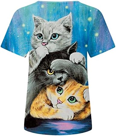 Tshirts za žene ljetni trendi 3d mačji štampani vrhovi Casual kratki rukavi Tees Funny životinjska