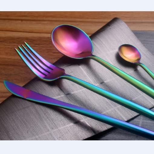Rainbow pribor za jelo set srebrnog posuđa od 4 komada, pribor za jelo u boji nerđajućeg čelika, set