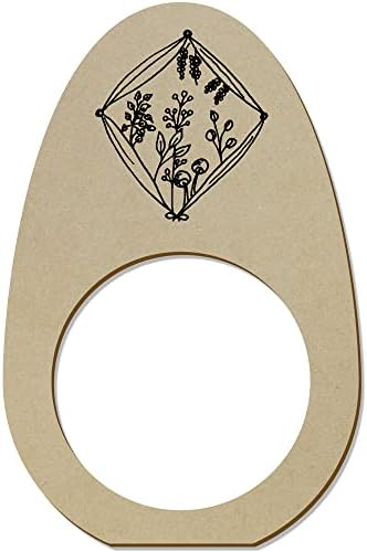 Azeeda 5 x 'lišće u dijamantskim okvirom' Drveni prstenovi / držači / držača salveta