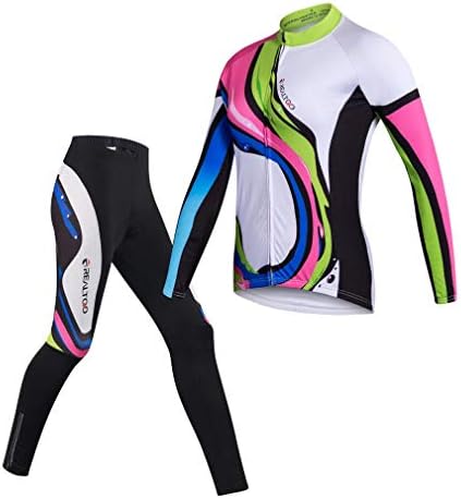Ženski biciklistički dres set s dugim rukavima prozračne 3D gel podstavljene hlače pune zip jahanje nose UV zaštitu ...