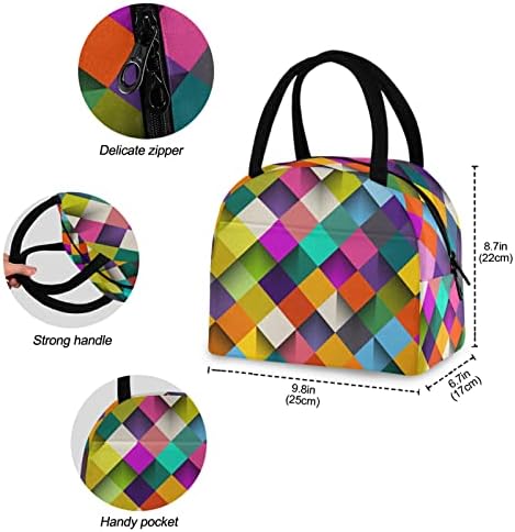 ALAZA Rainbow šarene kvadratne kutije torba za ručak tote izolovane hladnjače torbe za višekratnu upotrebu