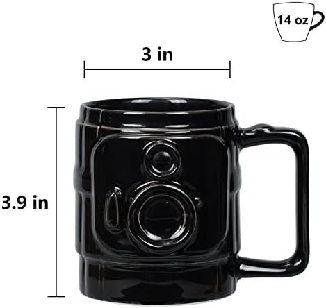 Keramička čaša za sočiva kamere 14 oz smiješna šolja za kafu šolja za čaj pokloni za fotografe Black