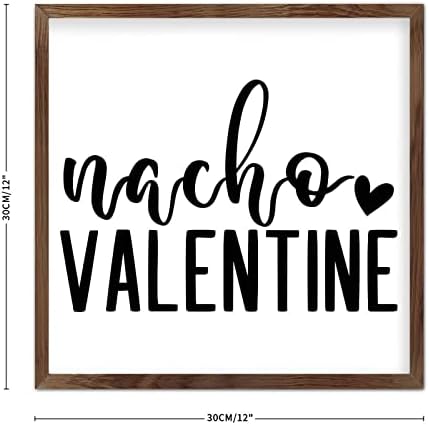 Valentine Frammed Wood Resip Love Heart Wood Sign 7x7in Sretan Valentinovo tiskani viseći zidni