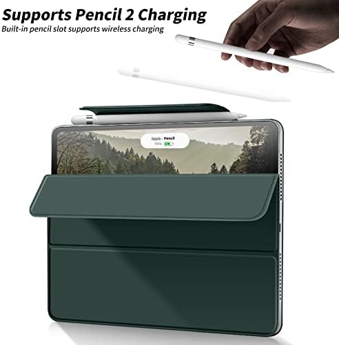 JKSML novi slučaj za iPad Mini 6, sa držačem olovke, olovkom za podršku 2. Gen punjenje, magnetna kopča, auto spavanje / buđenje, tanak lagana futrola za iPad mini 6th generaciju-tamno zelena
