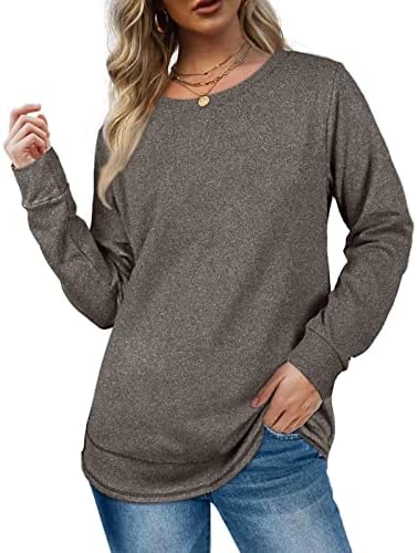 Plus Size Crewneck pulover za žene zimski čvrsti Casual džemper dugi rukavi majice klasične donje majice