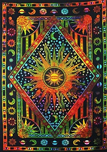 ANJANIYA Burning Sun Tie Dye tapiserija, nebesko Sunce Mjesec zvijezda Planeta boemski Poster tapiserija