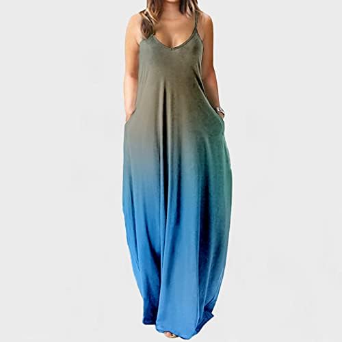 Bidobibo Plus Size sarafani za žene ljetne haljine za žene bez rukava Ležerne plaže Ležerne haljine s džepovima