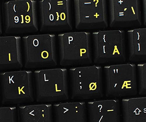 Norveška naljepnica na tastaturi sa žutim slovom prozirne pozadine za radnu površinu, laptop i bilježnicu