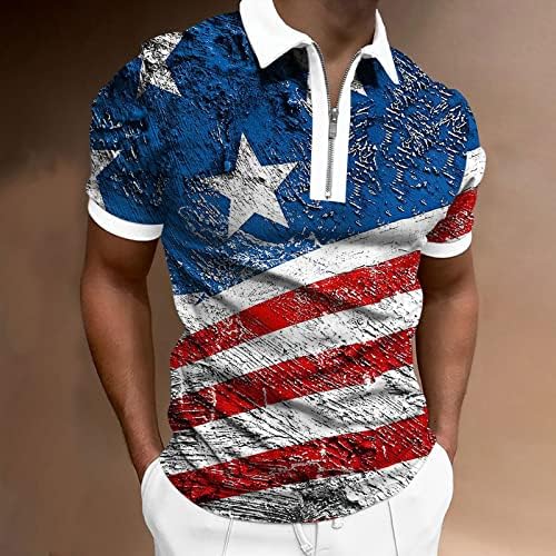 Ruiruilico Muške Američke zastava Polo majice Patriotsko 4. srpnja T košulje Ljetne casual labave kratke rukave