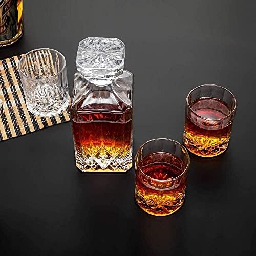 Whisky Decanter Set, Premium 750 ml Crystal Scotch Decanter sa čašama 4 × 300 ml, Rock Barware Za Party i