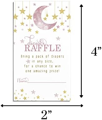 Papir pametne zabave Twinkle Little Star pelene Tombole karte za djevojčice Baby Shower igre za nagradne crteže – ružičaste i zlatne pozivnice umetnute kartice - tema nebeskog mjeseca - Set veličine 2x4