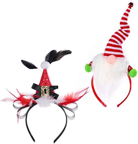 ABOOFAN 2kom Božić šešir headbands slatka Mini cilindar pokrivala za glavu Gnome Santa Hairband za djecu Božić Holiday Hair Accessories Party Favors