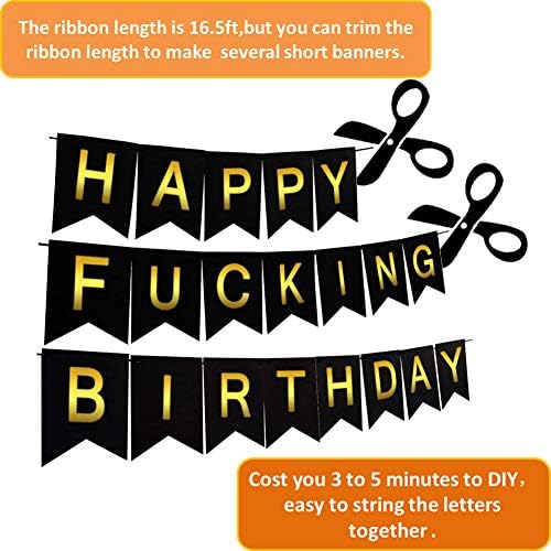 MooHome Happy Rođendan za rođendan Banner, smiješno 21. 30. 50. 50. Black Rođendan premium kvalitetne potrepštine