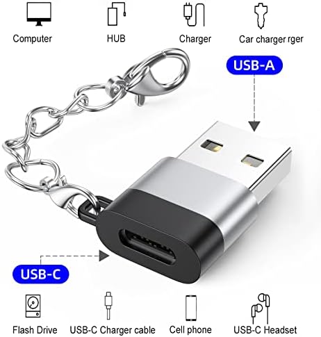 USB C ženski na USB muški Adapter 10 paket, USB a muški na USB C ženski kablovski konverter sa privjeskom za ključeve,