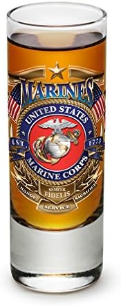 Erazor Bits US Marine Corps USMC Marines - United States Marines značka časti - pucač stakla teška baza visoka 2 unca - Set od 96 - za alkohol - viski, tekila, Vodka, Spirtis, pića -