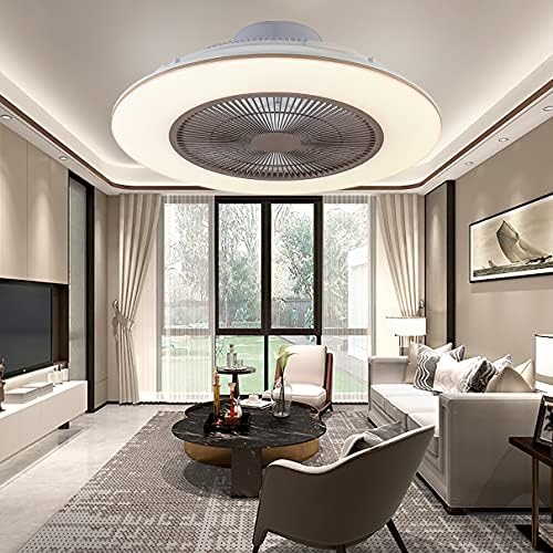 Fehun LED stropni ventilator sa svetlom 3 brzine Mute ventilator Spajanje spavaće sobe zatamnjeno ultra tanki ventilatorski strop sa daljinskim upravljačem Moderni dnevni boravak miran strop ventilator sa tajmerom / smeđom
