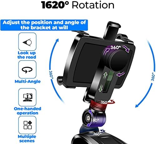 3 Pakovanje - Držač za klip automobila | Mount za nadzornu ploču | Rotacija 360 ° | Kompatibilan sa iPhoneom, Samsung, Android