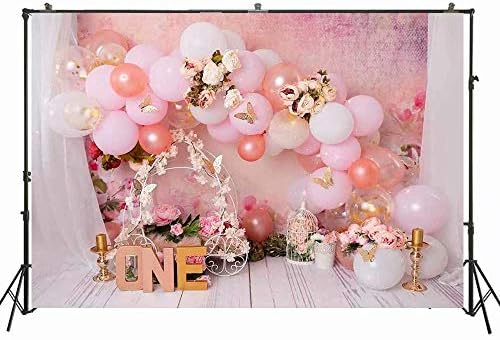 Baby Girl Year Torta smash Portretna pozadina Proljeće Prvi rođendan Fotografija Backdrop Pink Balloon